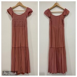 Rose pink long summer dress